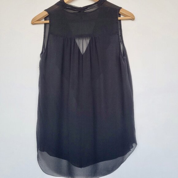 Aritzia Babaton Ainsley Sleeveless Silk Blouse in Black Sz S - Picture 3 of 10